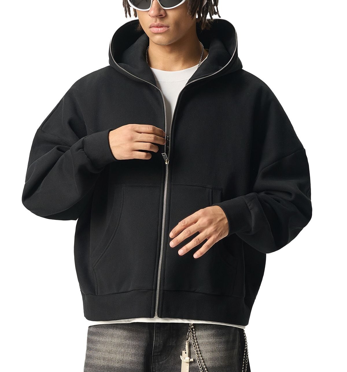 c552214b15c417458f25063ebc4d8674 Black Full Zip Hoodie - Image 1